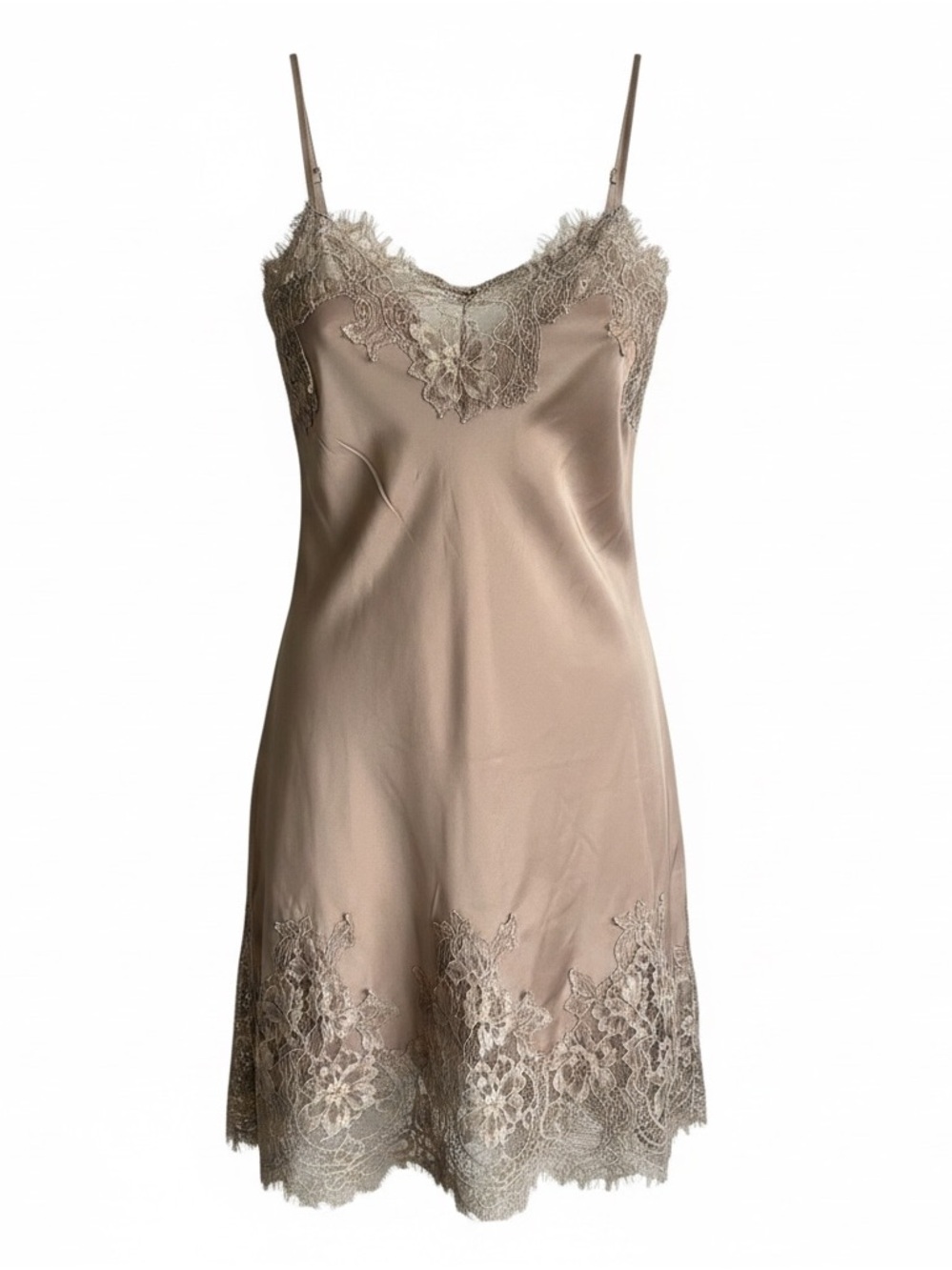 Gold Hawk pewter gray 💯 silk slip dress